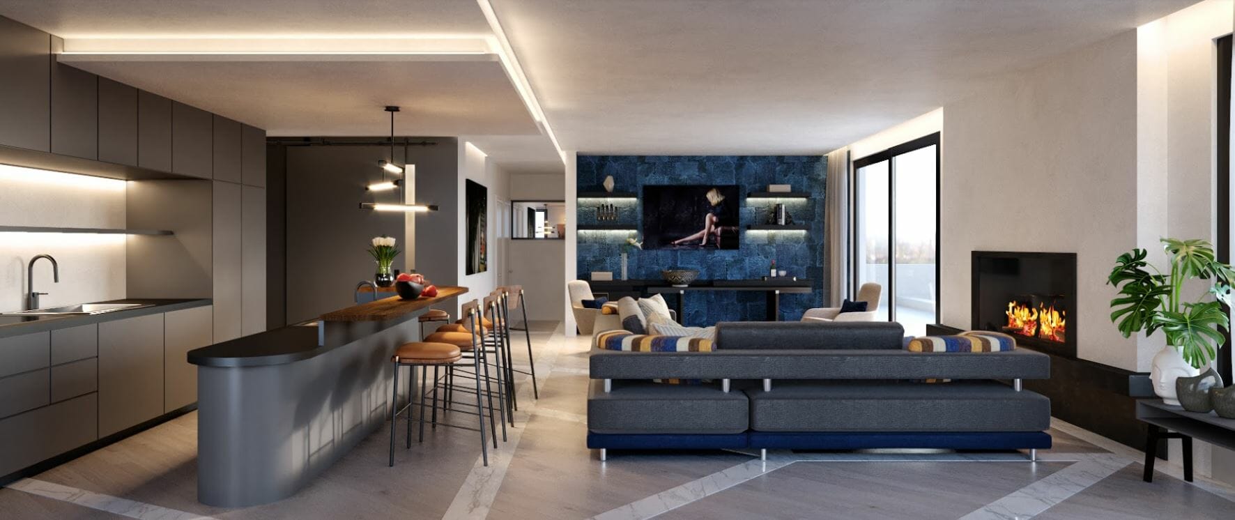 decorilla vs modsy comparison 3d renderings modern living room