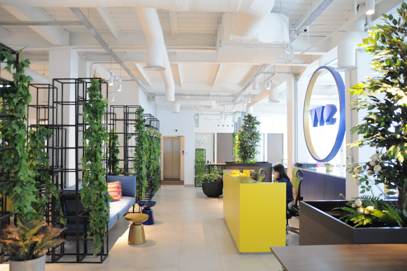 Contemporary office design with plants