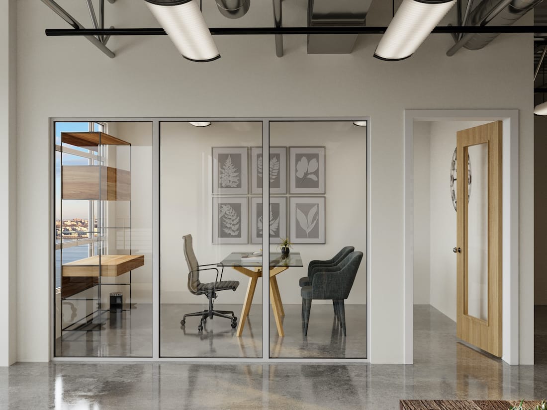 Office design ideas with glass wall by Decorilla designer, Theresa G.