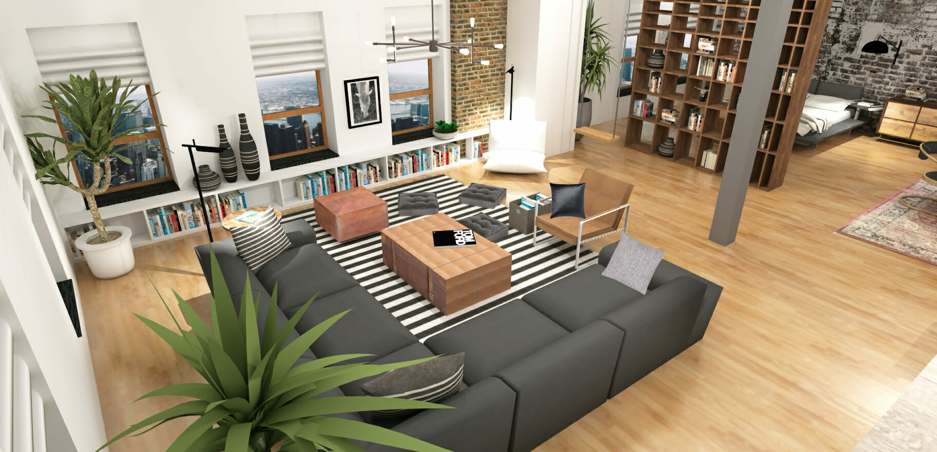studio apartment layout ideas industrial style