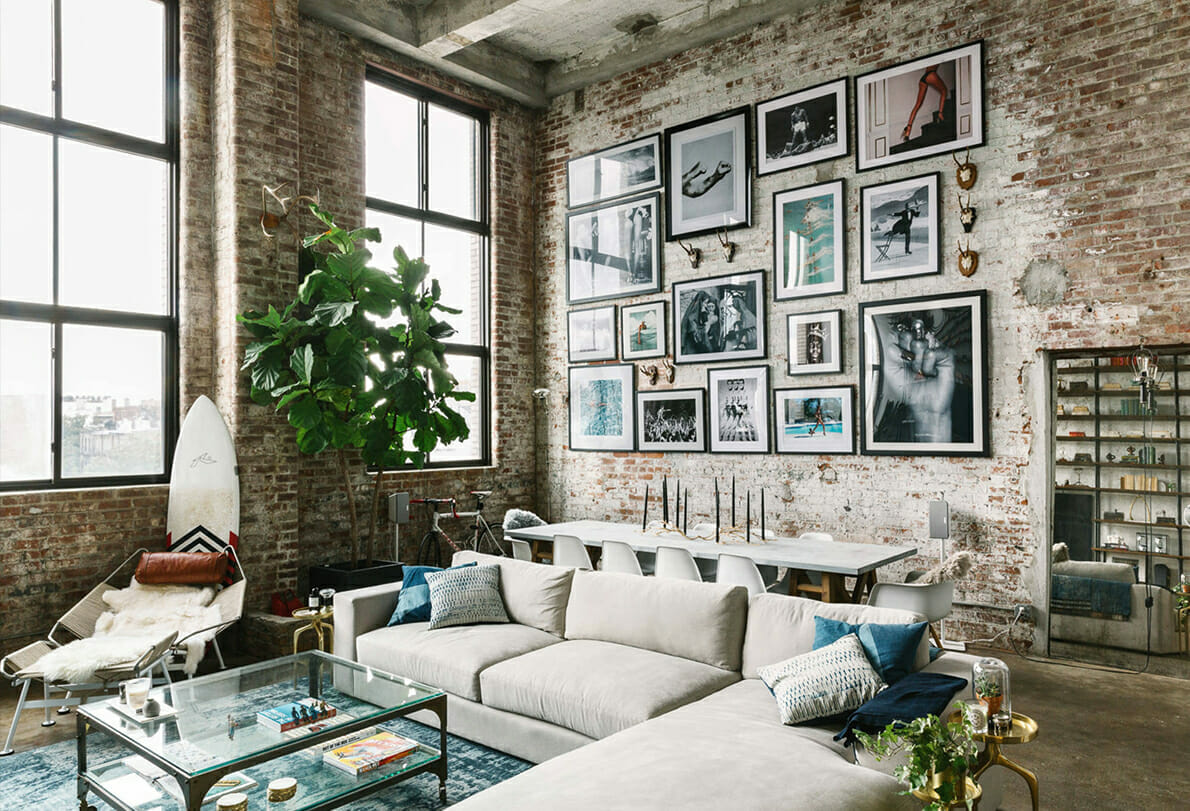 Large loft with industrial interior design