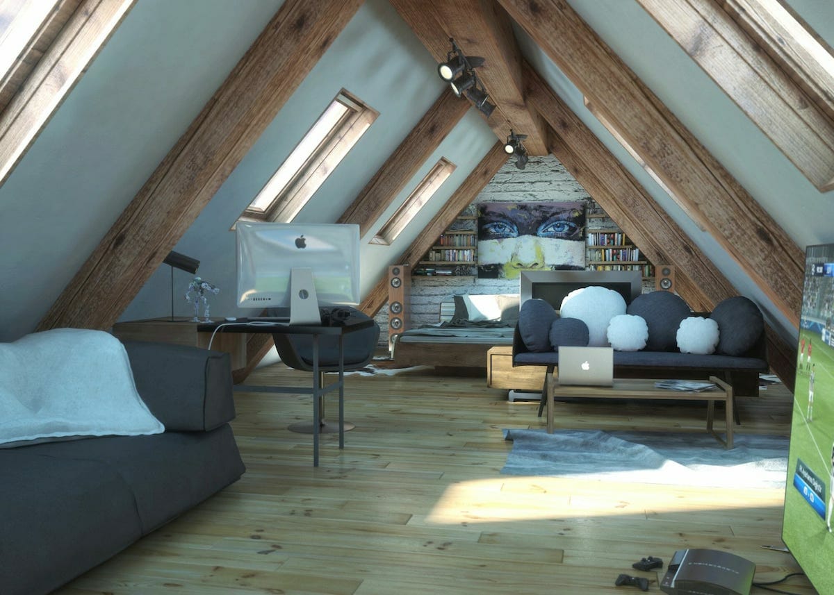 Rustic industrial interior design attic by decorilla designer, Rajna S.