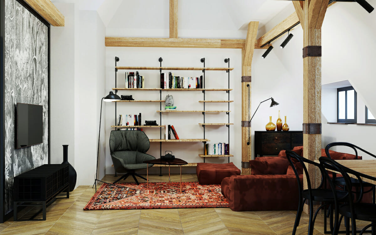 Rustic industrial style living room