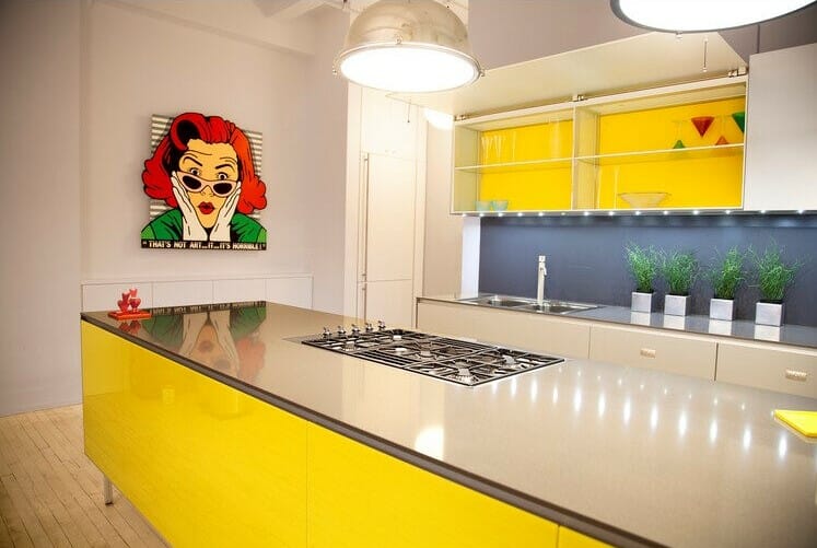 Yellow modern kitchen interior design idea