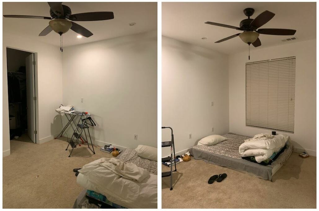 contemporary bedroom design before - decorilla client photos
