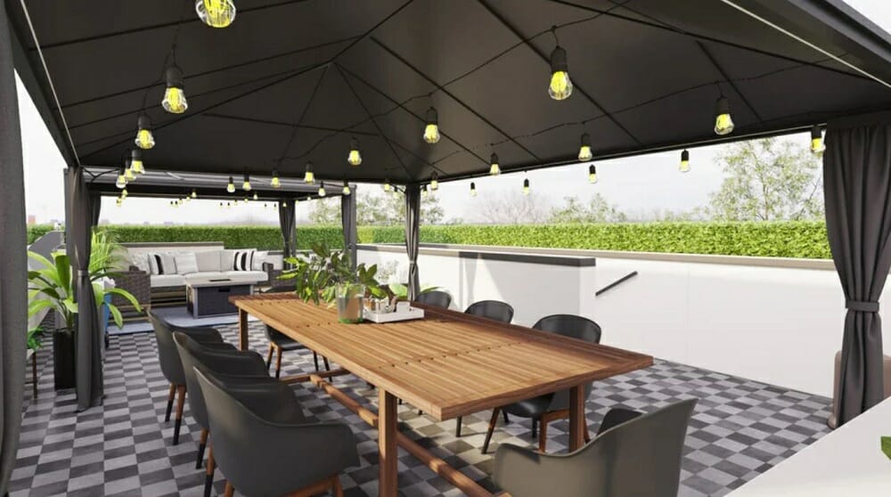 Outdoor dining area created for an online patio design