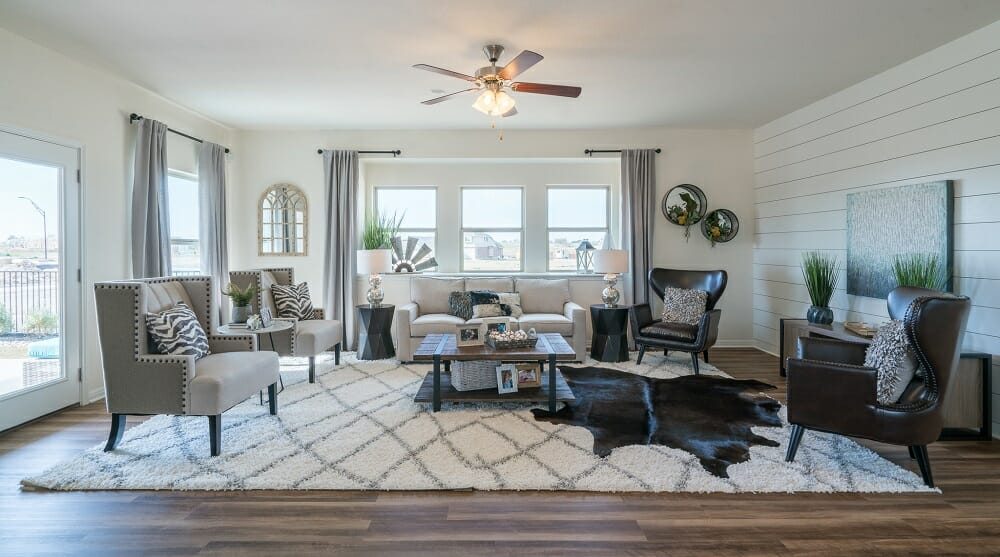 Neutral eclectic living room by Michelle, one of Austin interior designers