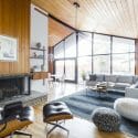 Open home with mid century modern interior design