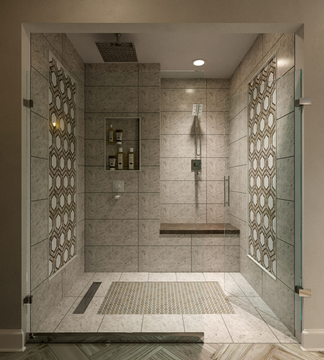 Accent wall shower tile ideas