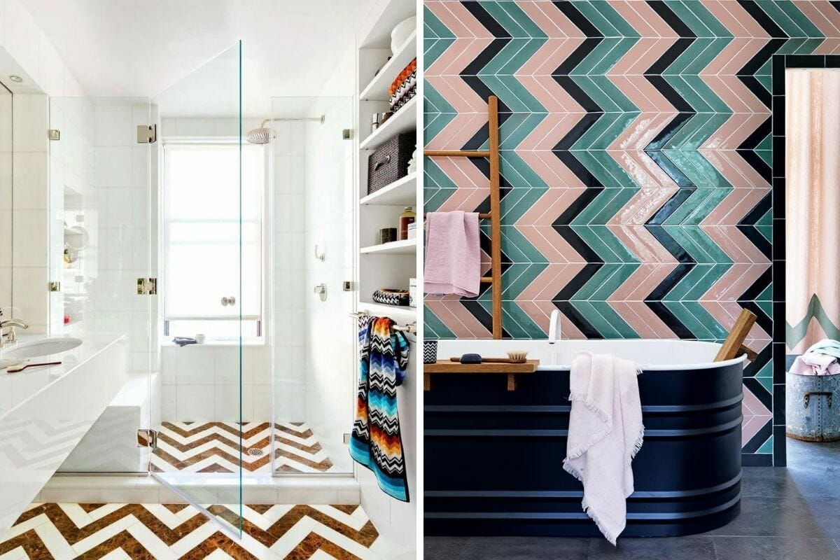 Chevron small bathroom tile ideas