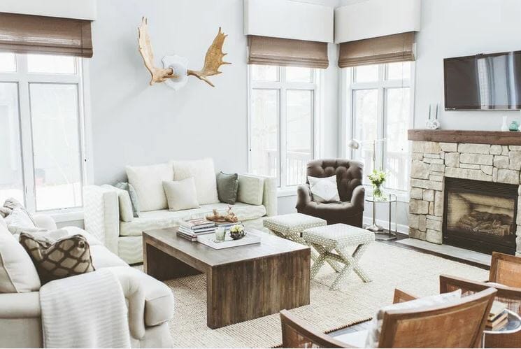 Cozy living room with cabin interior ideas by Lane B