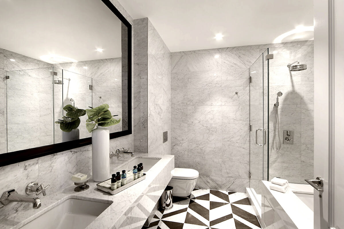 Feature floor small bathroom tiles ideas