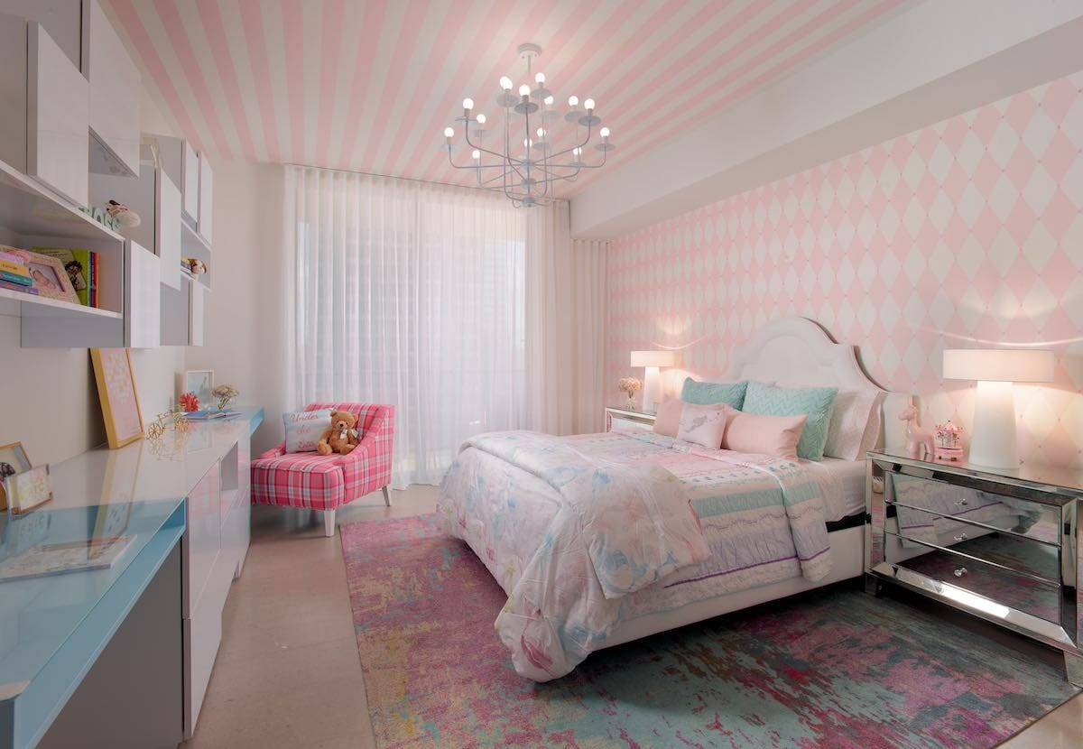 Funky pink girls room interior design by Stella P