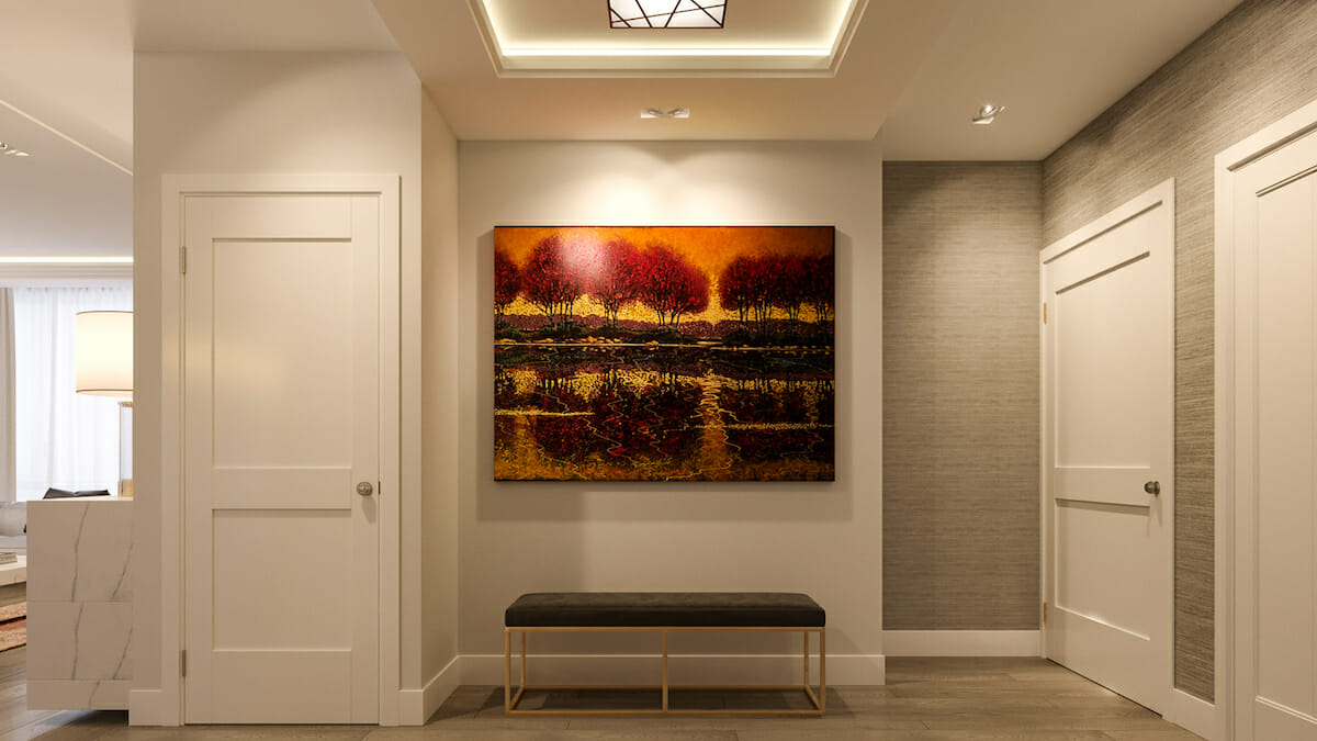 High-end interior design with a statement art piece by Mladen C