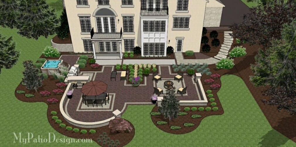 Luxurious backyard from an online patio design MyPatioDesign