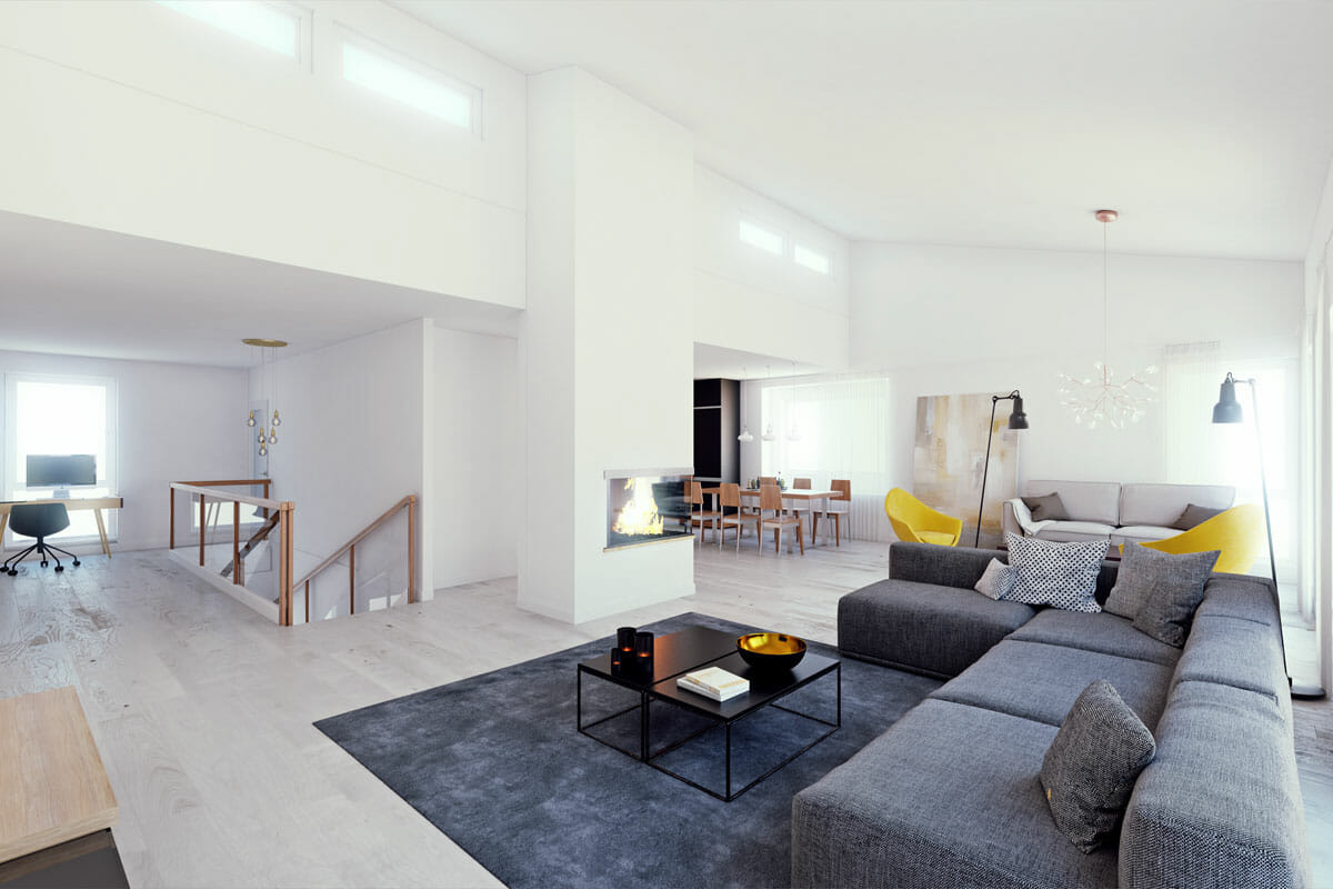 Open living Scandinavian living room decor
