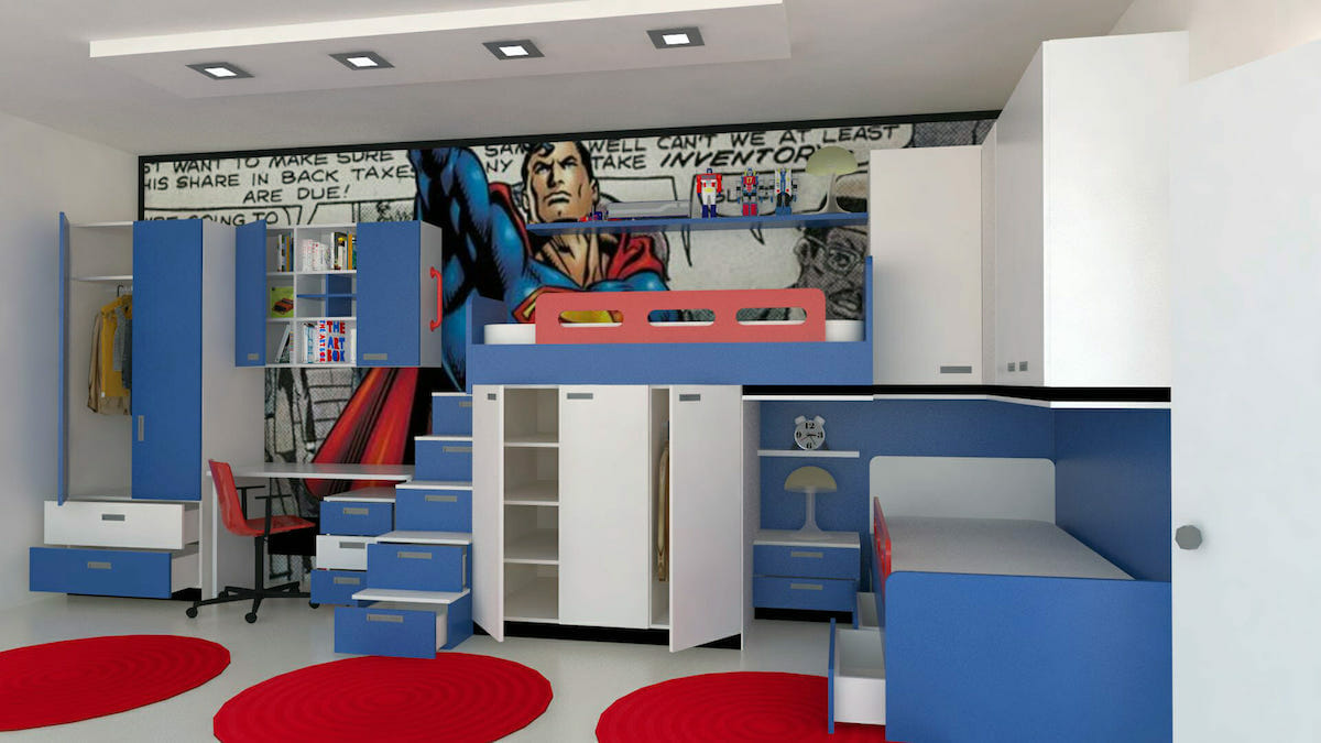 Superman wall mural for kids interior design