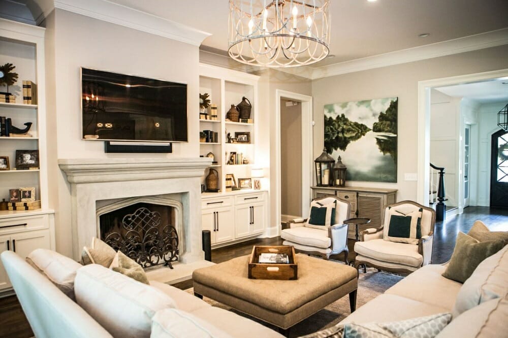 Traditional formal living room design by one of the top Atlanta interior decorators