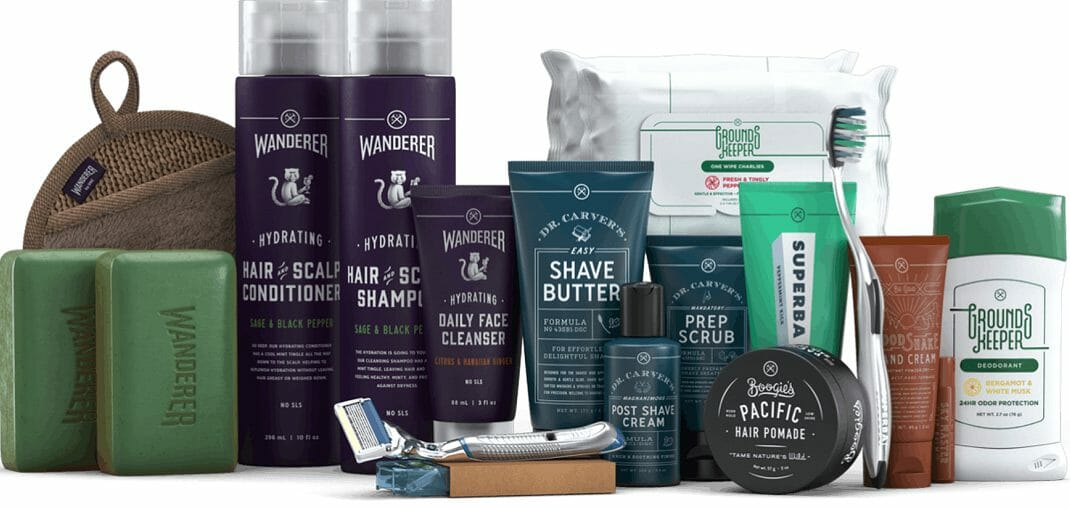 An extensive grooming kit for men by the Dollarshaveclub as gift cards for Father's Day