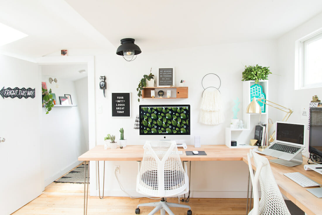 Bright white study room ideas