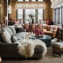 Cozy cabin interior design for a combined living and dining room