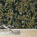 Dark and dramatic botanical wallpaper idea