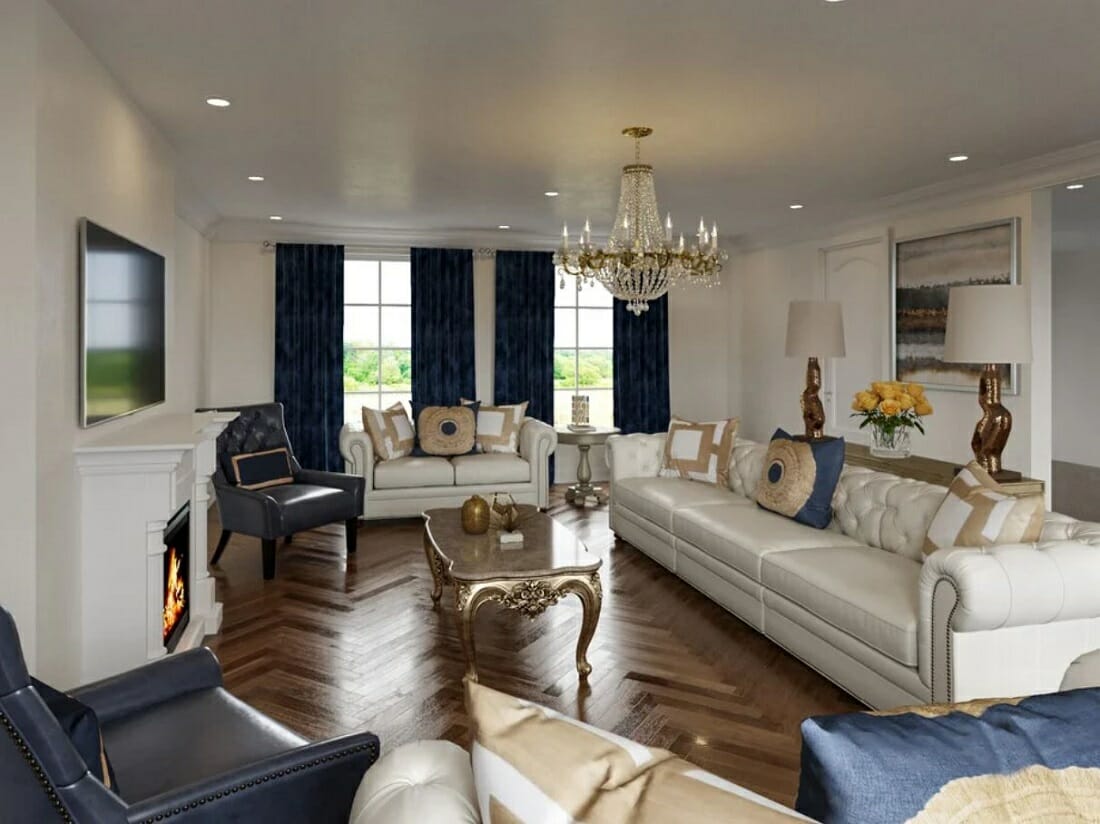 Elegant result of a traditional living room makeover