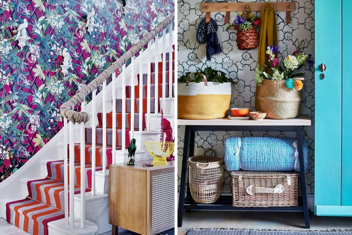 Floral entryway wallpaper ideas welcome guests with a statement