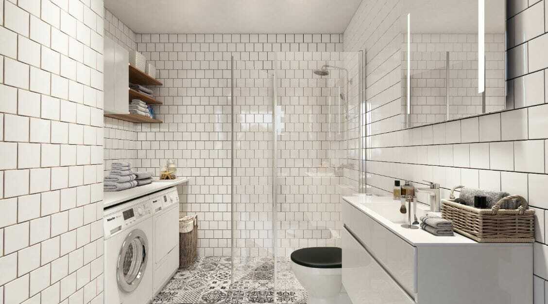 Laundry room design ideas rendering by Decorilla interior designer Hoang N.