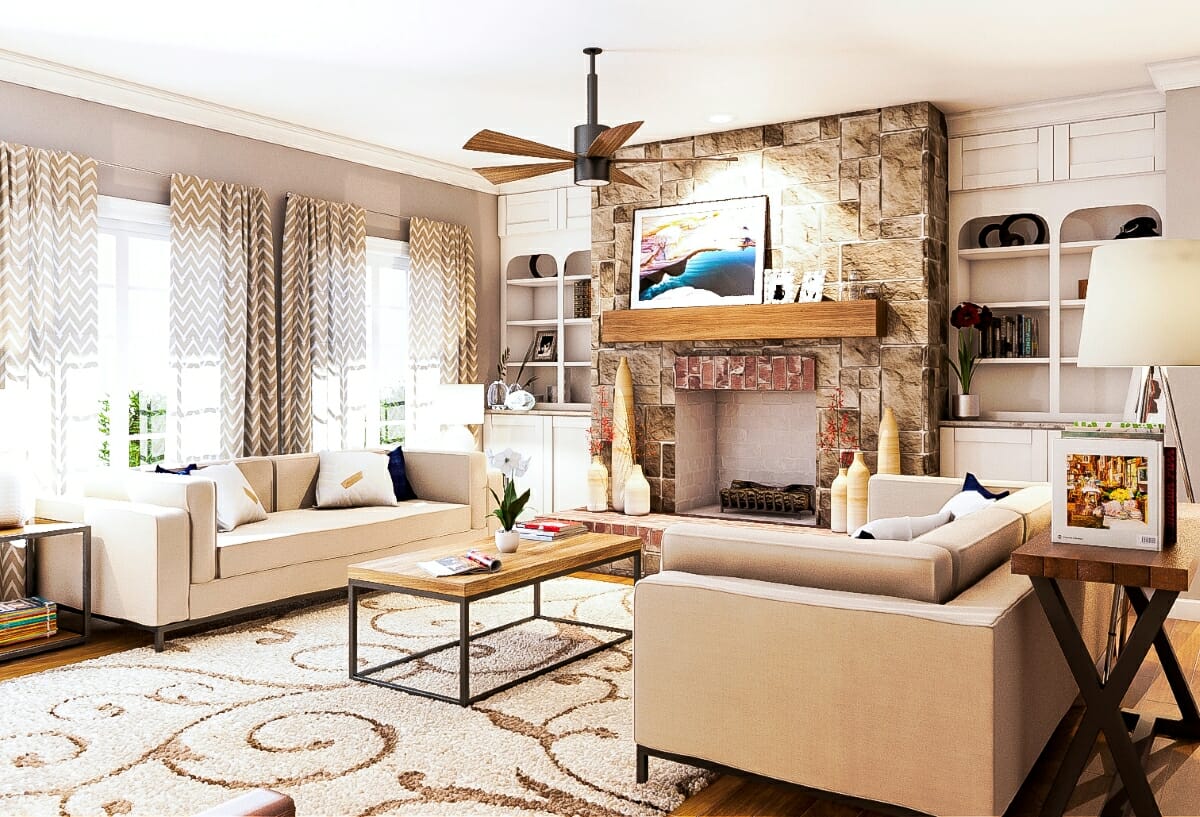 Living room by New Jersey interior decorators, Decorilla designer Aldrin Cruz