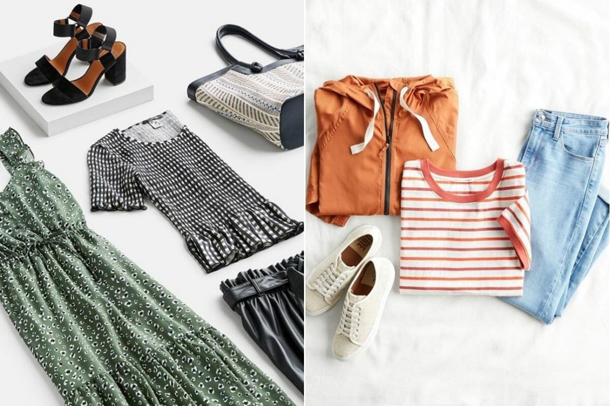 Selection of tops, dresses, shoots and bottoms from Stitchfix - online stylist gift card ideas