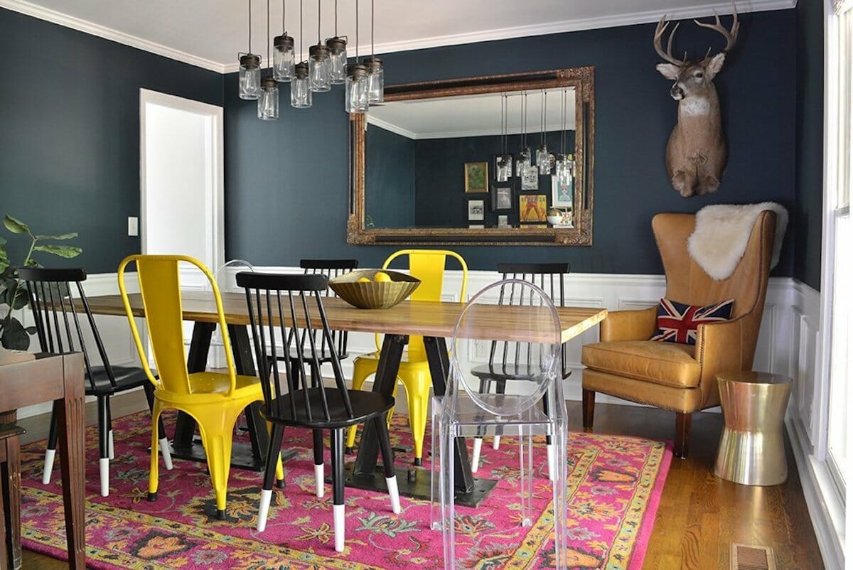 colorful eclectic dining room interior design atlanta ga
