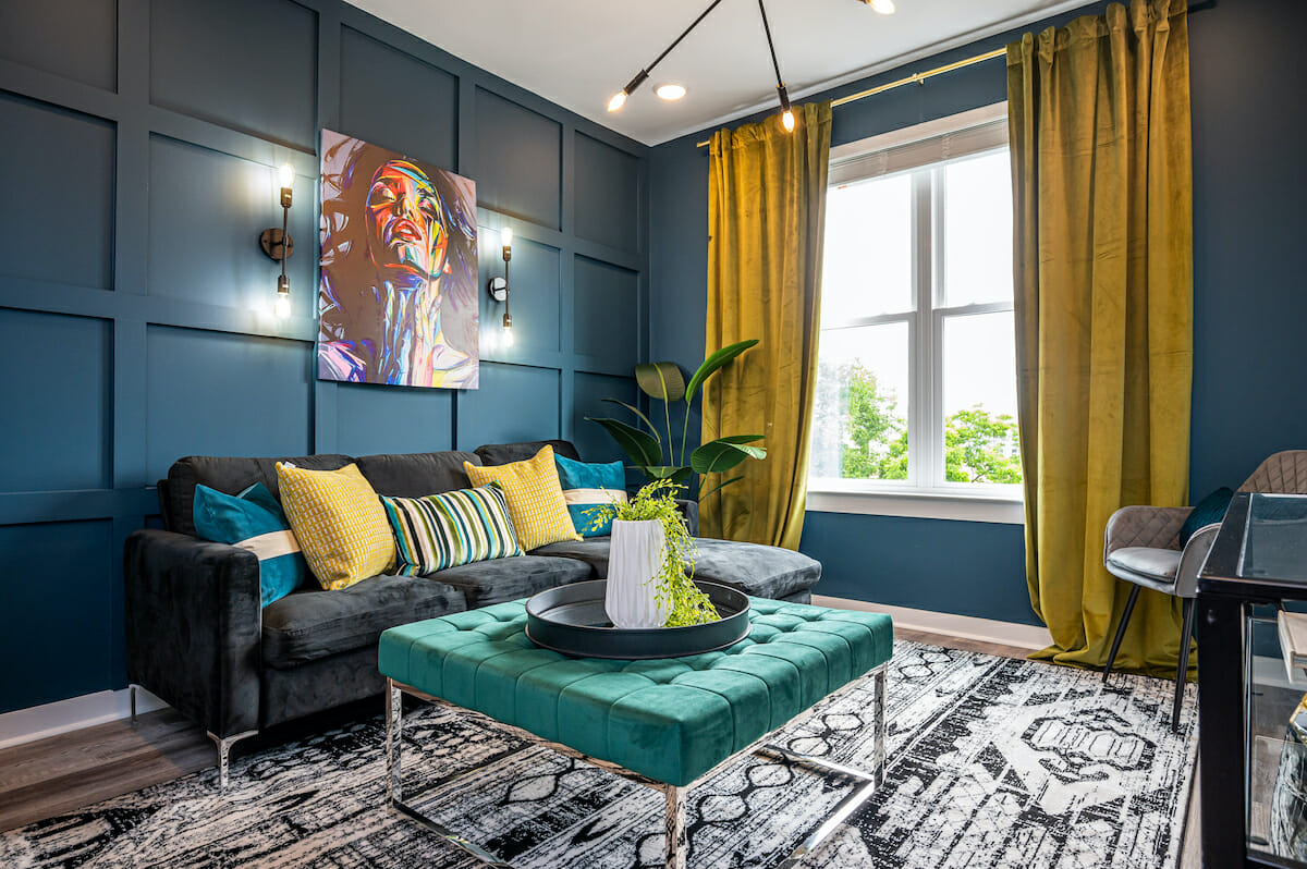 colorful eclectic living room by decorilla atlanta decorator deidre b