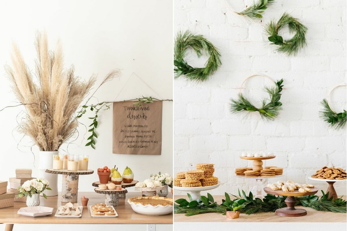 Buffet table makes it easy to decorate for Thanksgiving and create a stunning centerpiece