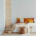 Burnt orange fall color scheme accents for the bedroom