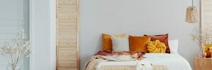 Burnt orange fall color scheme accents for the bedroom