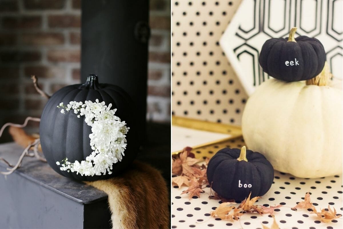 Classy halloween decor black pumpkins