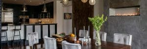 Contemporary grey dining room by Philadelphia interior designers team, Michele Plachter