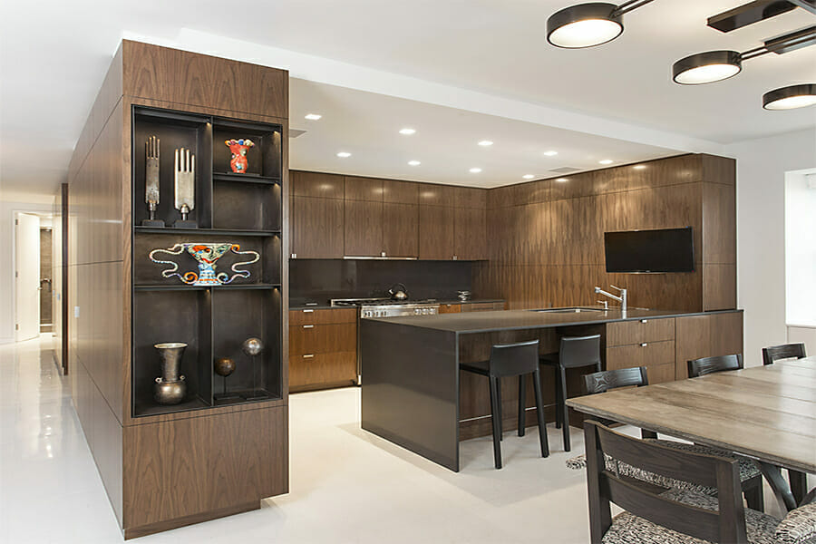 Contemporary kitchen with brown autumn color scheme
