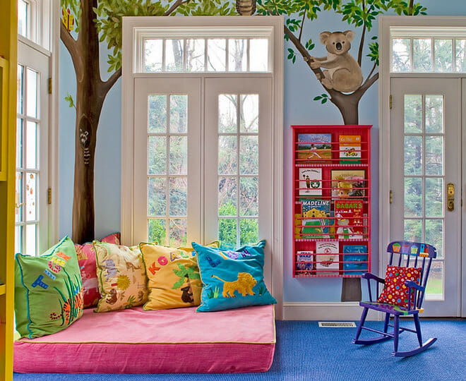 Cozy and colorful book nook for kids study space