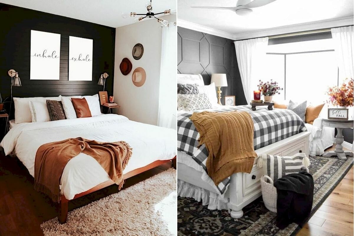 Cozy bedrooms with neutral Thanksgiving decoration ideas