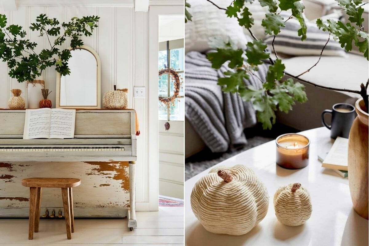 Cute woven pumpkins as Thanksgiving decorating ideas
