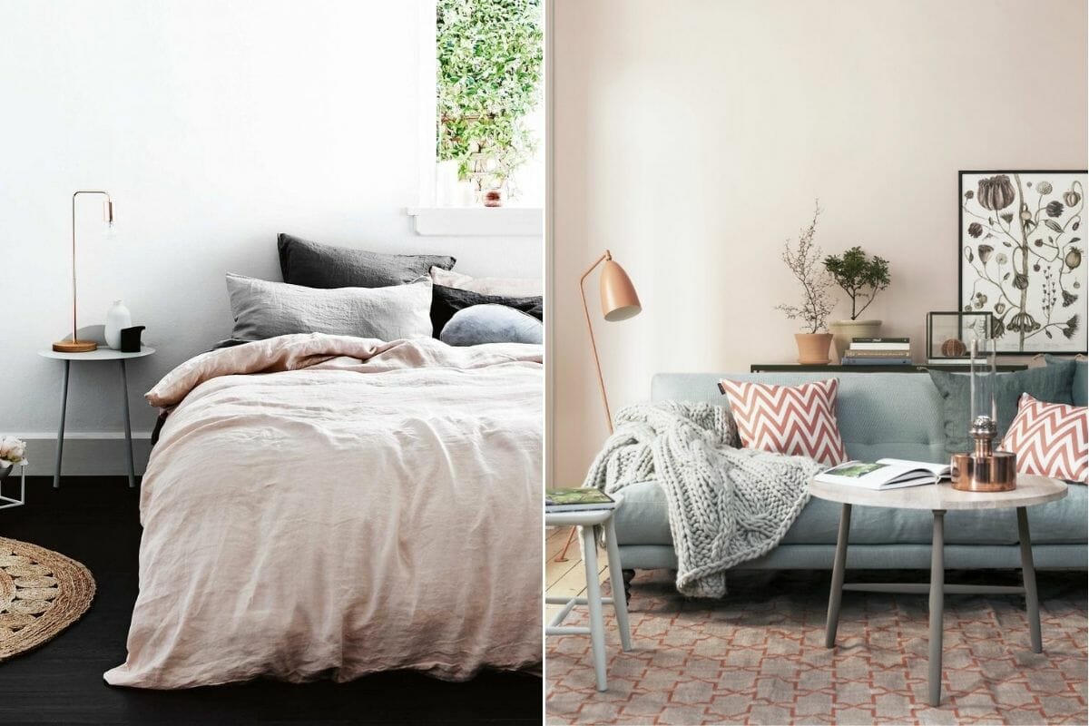 Dusty pink fall color schemes for a bedroom and lounge - Homedit
