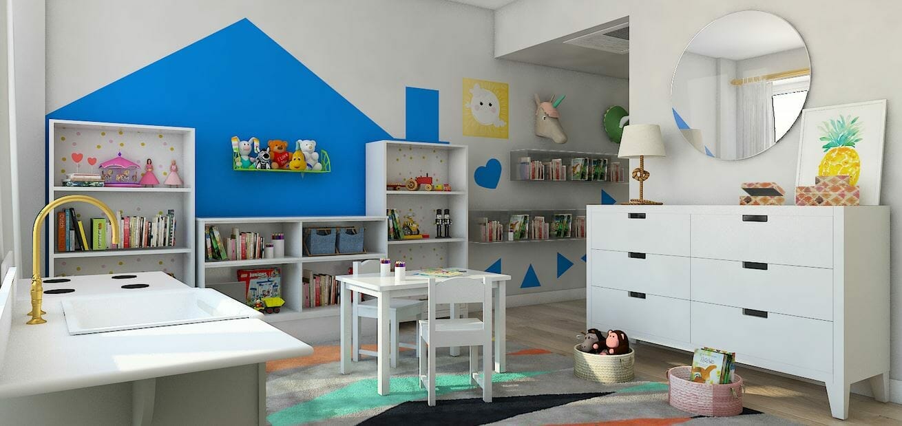 Fun and functional kid's homeschool room idea by Decorilla designer, Lindsay B.