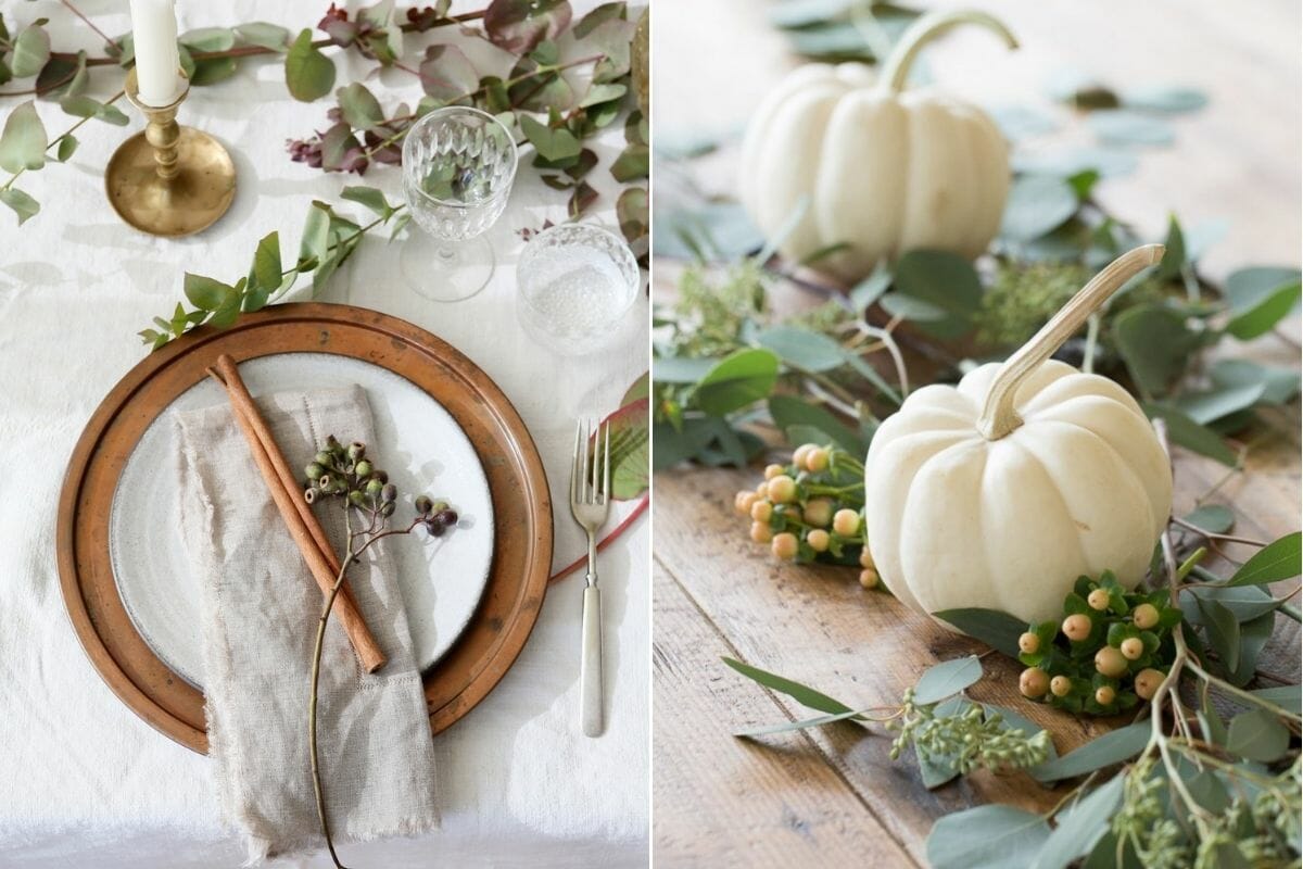 Natural Thanksgiving decoration ideas for a table setting