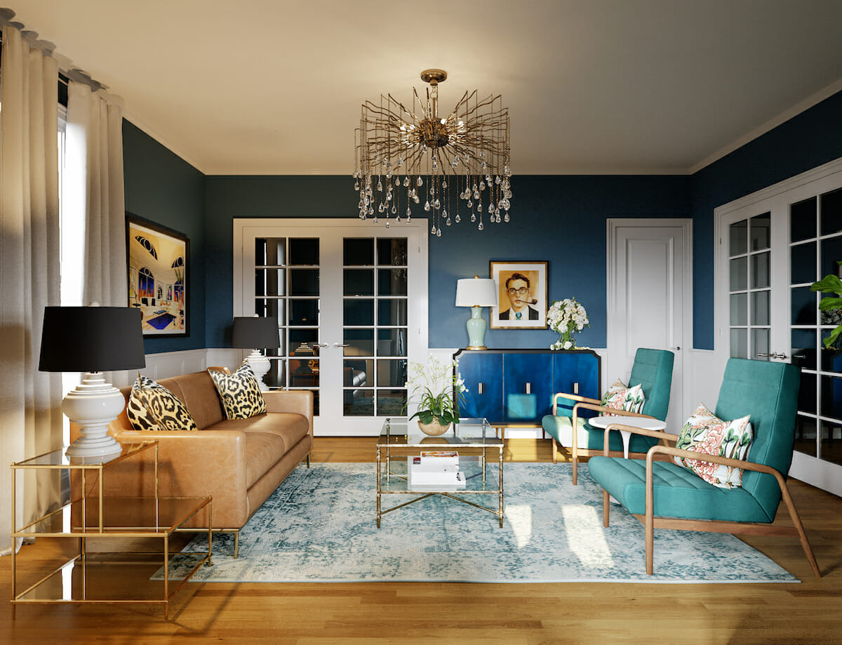 Teal autumn color scheme living room
