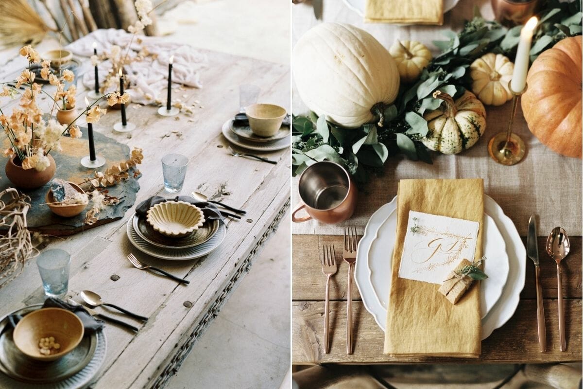 Yellow and orange Thanksgiving table décor