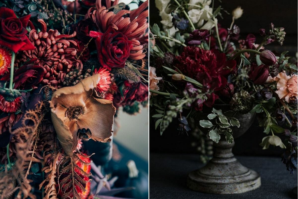 dark flowers chic halloween decor ideas