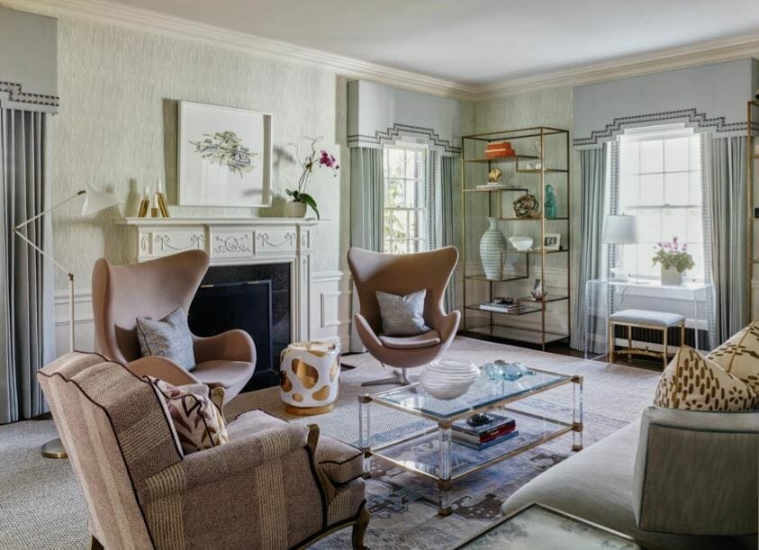 living room by top interior designer charlotte nc
