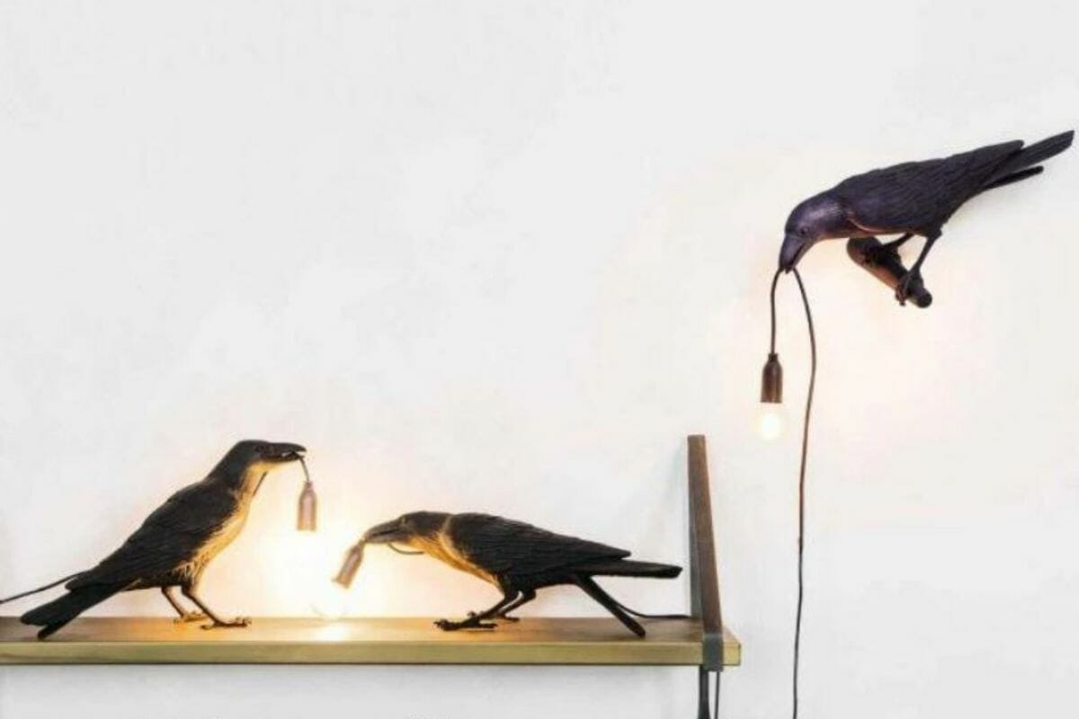 raven lamps as classy halloween decor